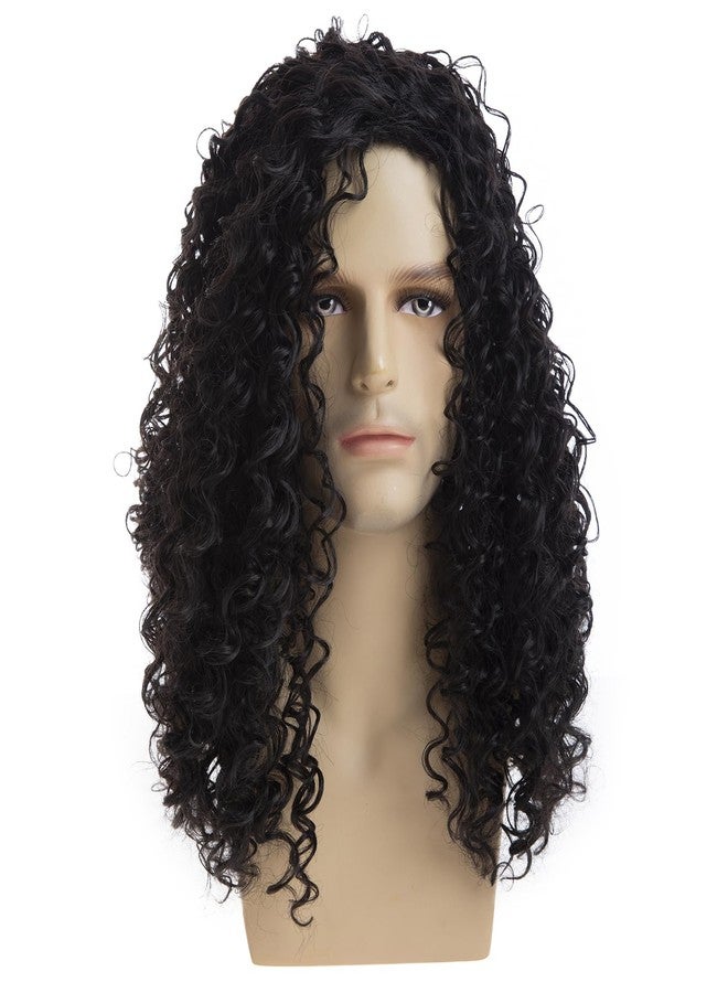 Dsimeig Long Curly Black Wigs for Men Halloween Costume Party Wig - Image 2